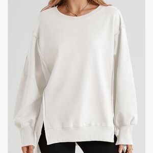 Oversized white reverse seam sweatshirt